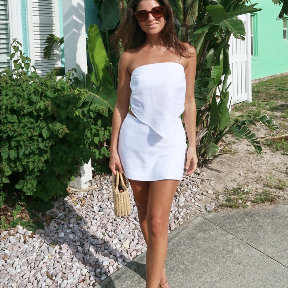 White Linen Mini Skirt